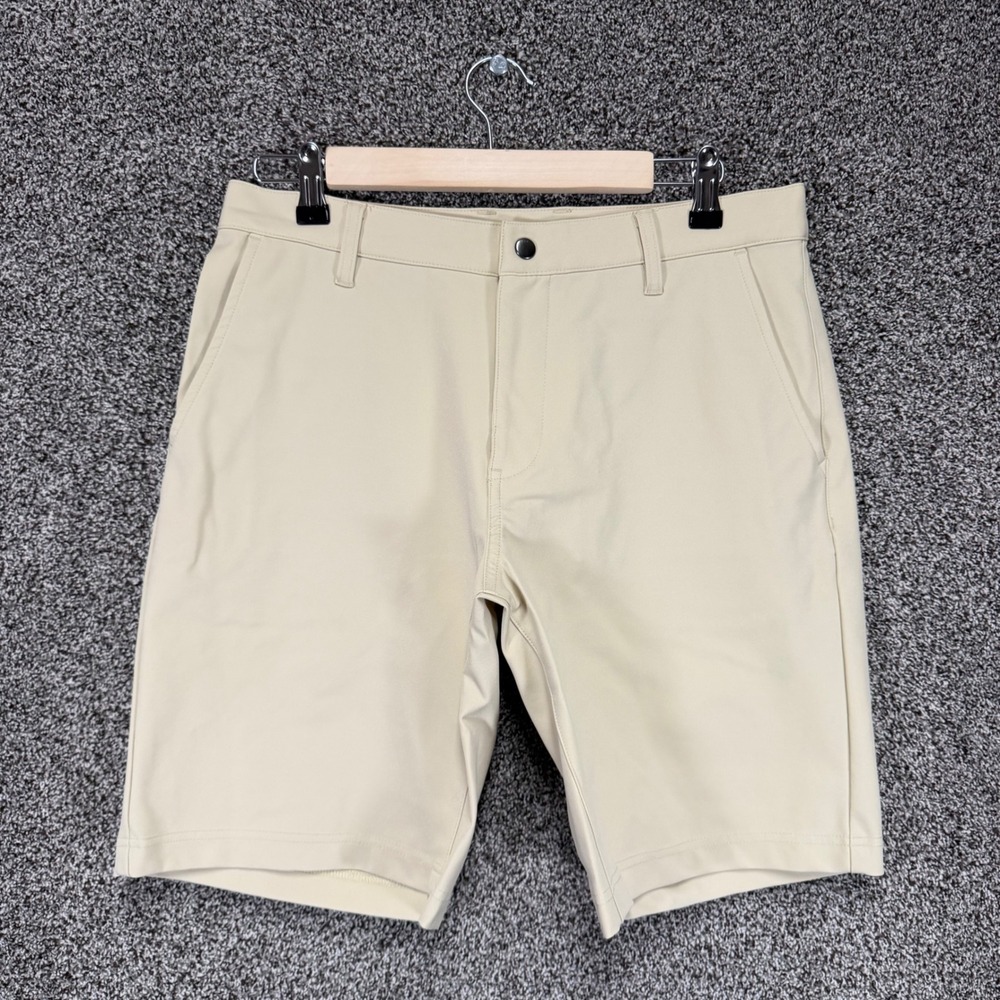 State & Liberty Shorts Mens 32/9 Athletic Fit Beige Performance Stretch Chino